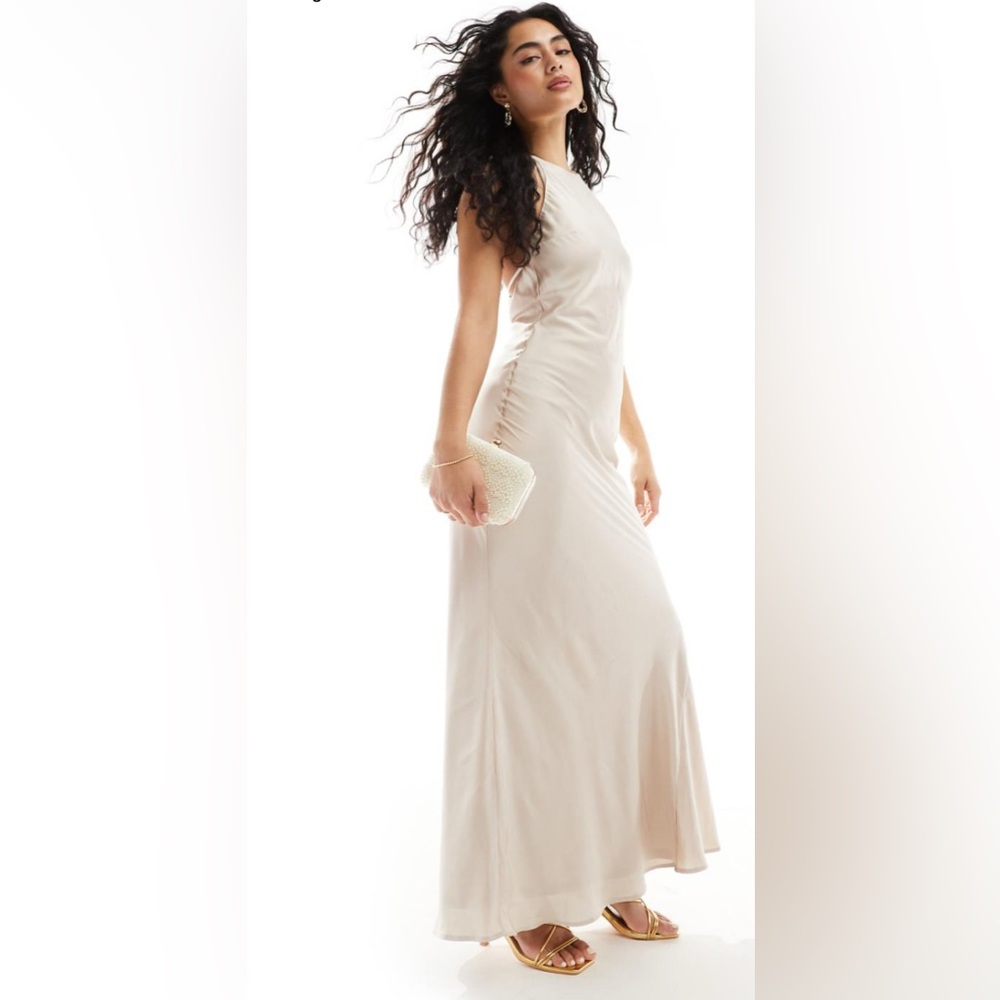 Elegant Cream Halter Dress